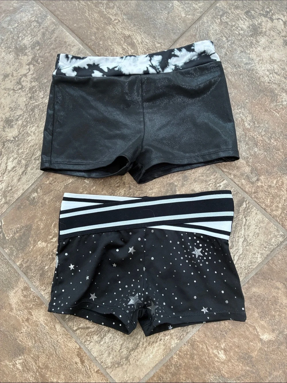 More than Magic set of two gymnastics/dance leotards with matching shorts.